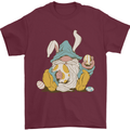Easter Gnome With Eggs and Bunny Ears Mens T-Shirt 100% Cotton Maroon