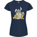Easter Gnome With Eggs and Bunny Ears Womens Petite Cut T-Shirt Navy Blue