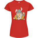 Easter Gnome With Eggs and Bunny Ears Womens Petite Cut T-Shirt Red