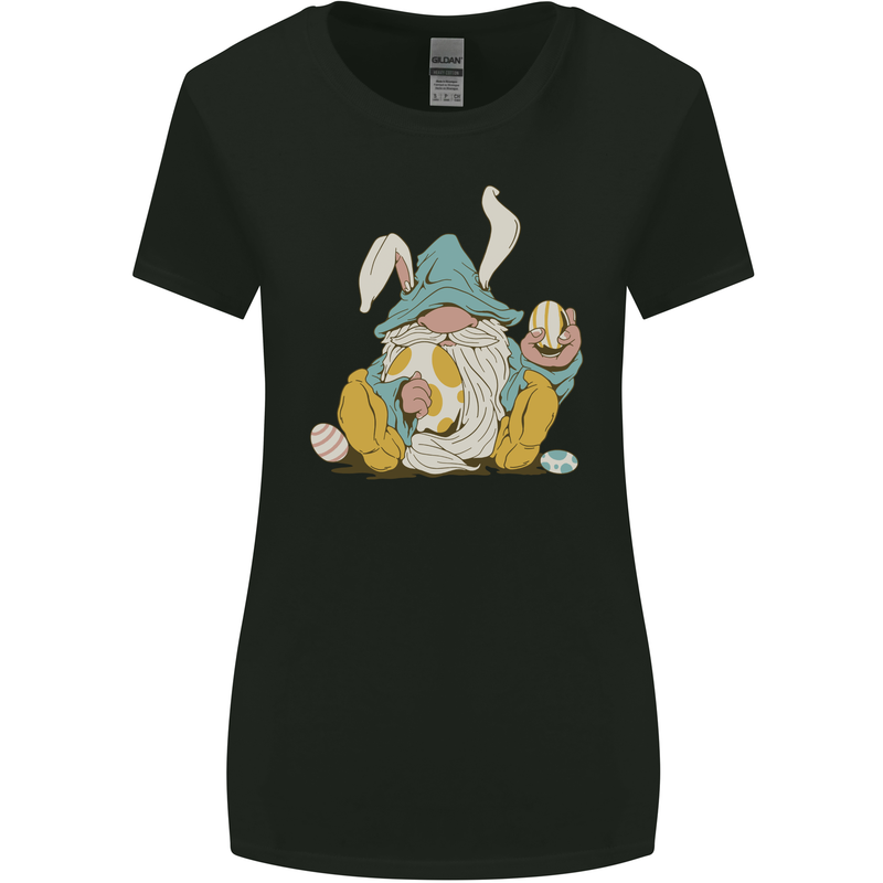 Easter Gnome With Eggs and Bunny Ears Womens Wider Cut T-Shirt Black