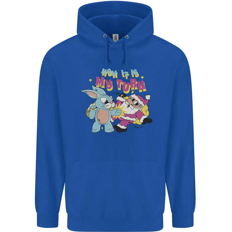 Easter Rabbit vs Santa Claus Funny Bunny Egg Childrens Kids Hoodie Royal Blue