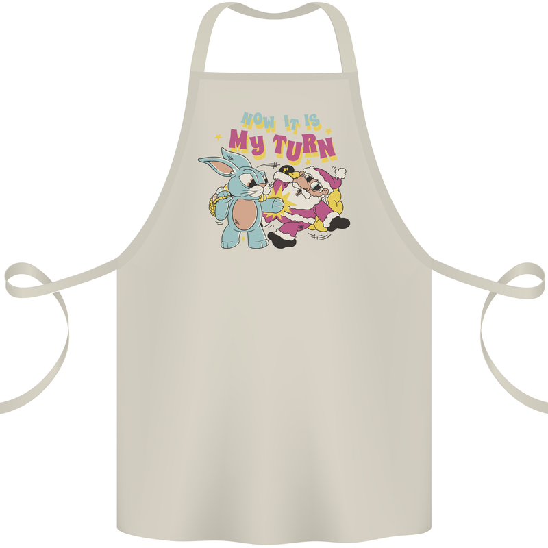 Easter Rabbit vs Santa Claus Funny Bunny Egg Cotton Apron 100% Organic Natural