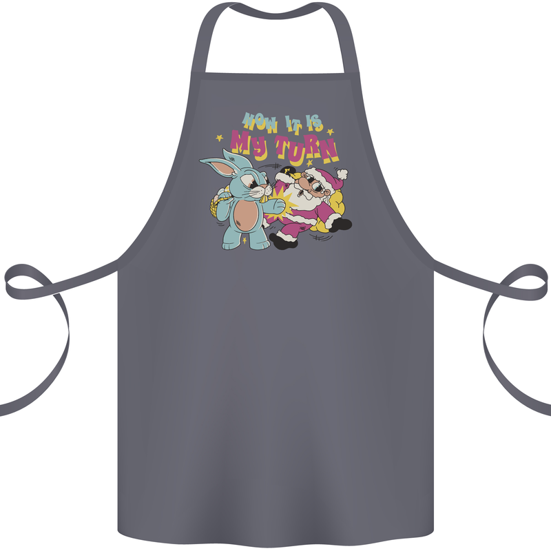 Easter Rabbit vs Santa Claus Funny Bunny Egg Cotton Apron 100% Organic Steel