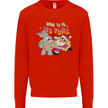Easter Rabbit vs Santa Claus Funny Bunny Egg Kids Sweatshirt Jumper Bright Red
