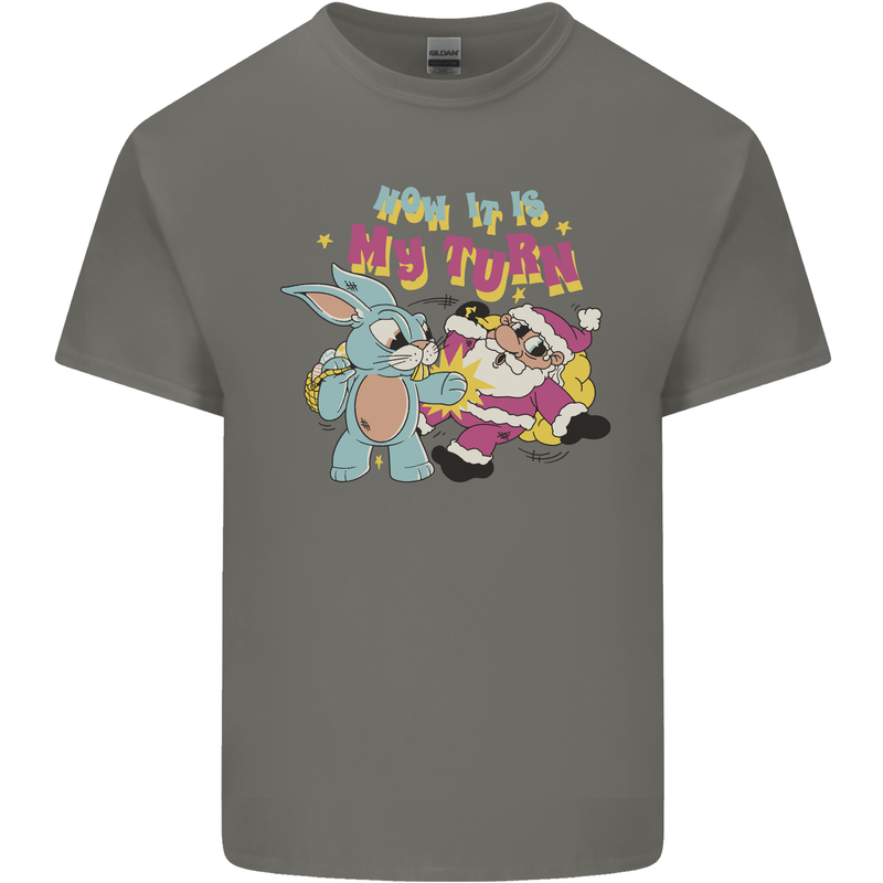 Easter Rabbit vs Santa Claus Funny Bunny Egg Kids T-Shirt Childrens Charcoal