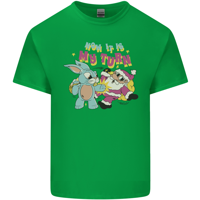 Easter Rabbit vs Santa Claus Funny Bunny Egg Kids T-Shirt Childrens Irish Green