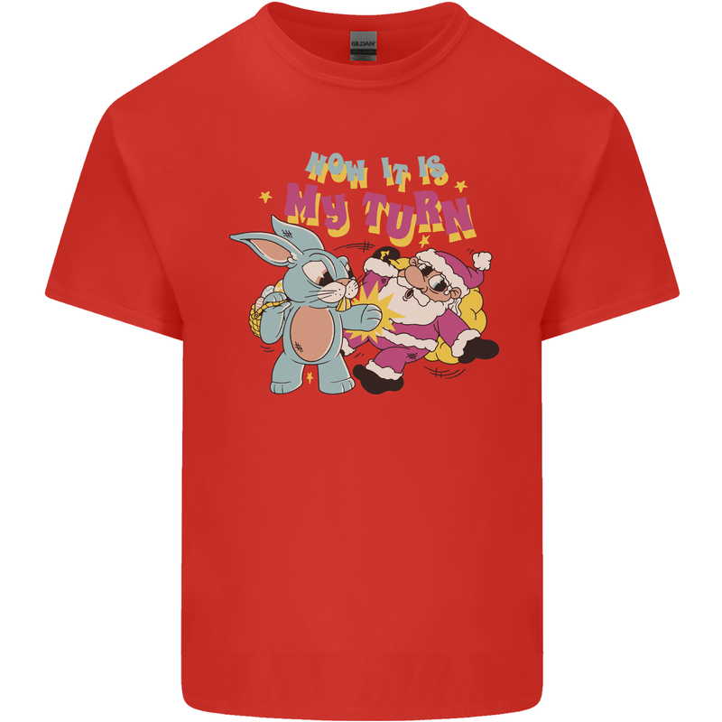 Easter Rabbit vs Santa Claus Funny Bunny Egg Kids T-Shirt Childrens Red