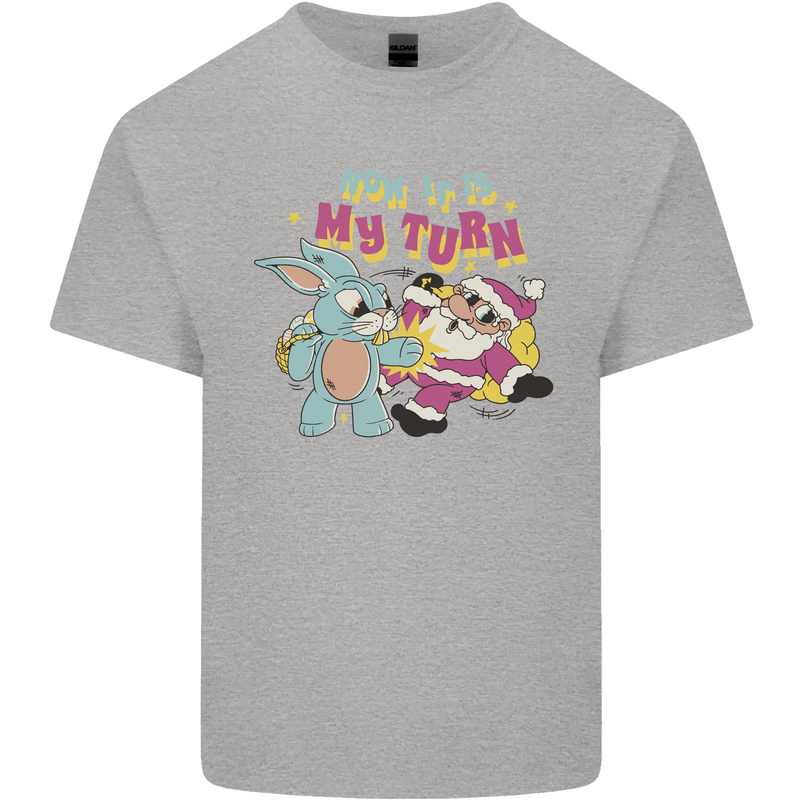 Easter Rabbit vs Santa Claus Funny Bunny Egg Kids T-Shirt Childrens Sports Grey