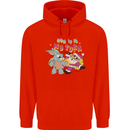 Easter Rabbit vs Santa Claus Funny Bunny Egg Mens 80% Cotton Hoodie Bright Red