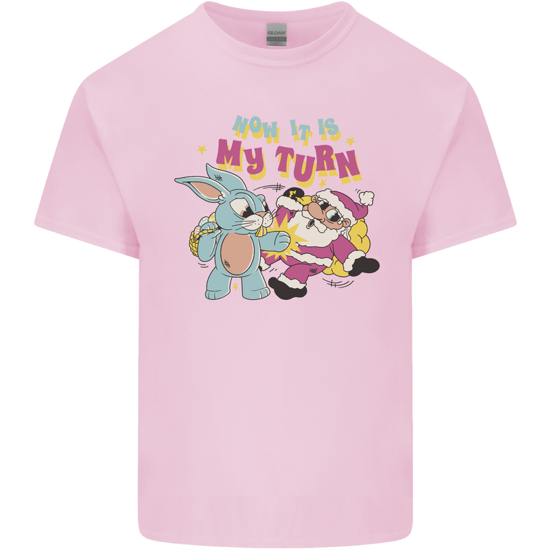 Easter Rabbit vs Santa Claus Funny Bunny Egg Mens Cotton T-Shirt Tee Top Light Pink
