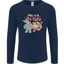 Easter Rabbit vs Santa Claus Funny Bunny Egg Mens Long Sleeve T-Shirt Navy Blue