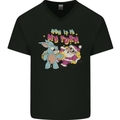 Easter Rabbit vs Santa Claus Funny Bunny Egg Mens V-Neck Cotton T-Shirt Black
