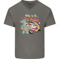 Easter Rabbit vs Santa Claus Funny Bunny Egg Mens V-Neck Cotton T-Shirt Charcoal