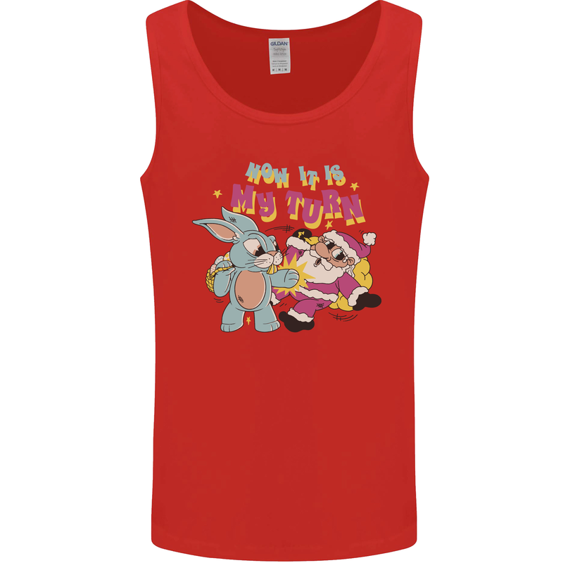 Easter Rabbit vs Santa Claus Funny Bunny Egg Mens Vest Tank Top Red