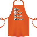 Eat Sleep Anime Repeat Cotton Apron 100% Organic Orange