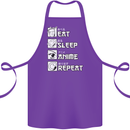 Eat Sleep Anime Repeat Cotton Apron 100% Organic Purple