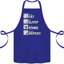 Eat Sleep Anime Repeat Cotton Apron 100% Organic Royal Blue