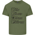 Eat Sleep Anime Repeat Design 2 Mens Cotton T-Shirt Tee Top Military Green