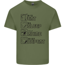Eat Sleep Anime Repeat Design 2 Mens Cotton T-Shirt Tee Top Military Green