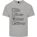 Eat Sleep Anime Repeat Design 2 Mens Cotton T-Shirt Tee Top Sports Grey