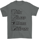 Eat Sleep Anime Repeat Design 2 Mens T-Shirt 100% Cotton Charcoal