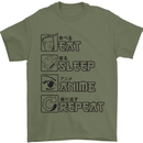 Eat Sleep Anime Repeat Design 2 Mens T-Shirt 100% Cotton Military Green
