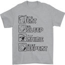 Eat Sleep Anime Repeat Design 2 Mens T-Shirt 100% Cotton Sports Grey