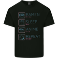 Eat Sleep Anime Repeat Design 3 Mens Cotton T-Shirt Tee Top Black