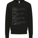 Eat Sleep Anime Repeat Design 3 Mens Sweatshirt Jumper Black