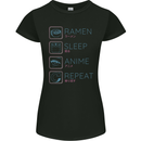 Eat Sleep Anime Repeat Design 3 Womens Petite Cut T-Shirt Black