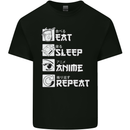 Eat Sleep Anime Repeat Mens Cotton T-Shirt Tee Top Black