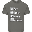 Eat Sleep Anime Repeat Mens Cotton T-Shirt Tee Top Charcoal