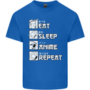 Eat Sleep Anime Repeat Mens Cotton T-Shirt Tee Top Royal Blue