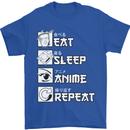 Eat Sleep Anime Repeat Mens T-Shirt 100% Cotton Royal Blue