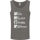 Eat Sleep Anime Repeat Mens Vest Tank Top Charcoal