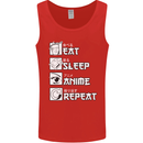Eat Sleep Anime Repeat Mens Vest Tank Top Red