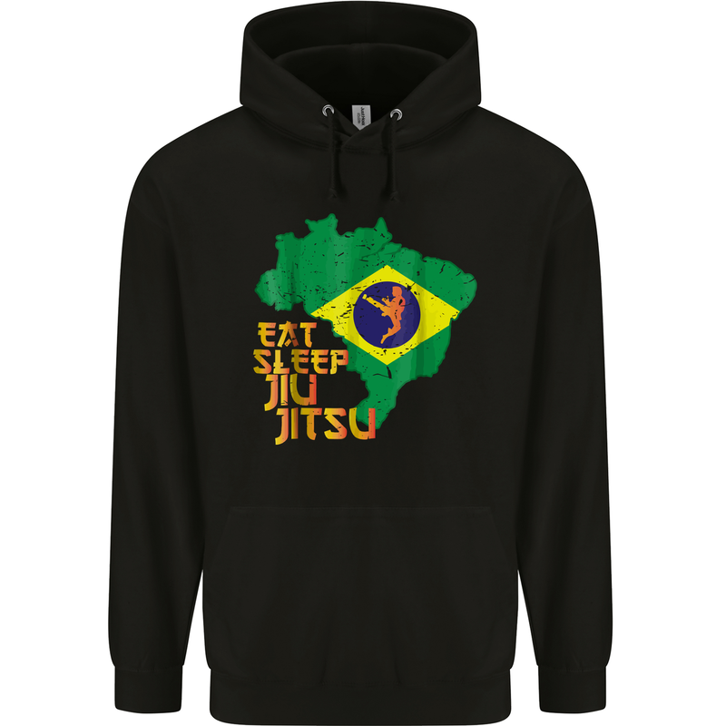 Eat Sleep Brazilian Jiu Jitsu MMA Mens 80% Cotton Hoodie Black
