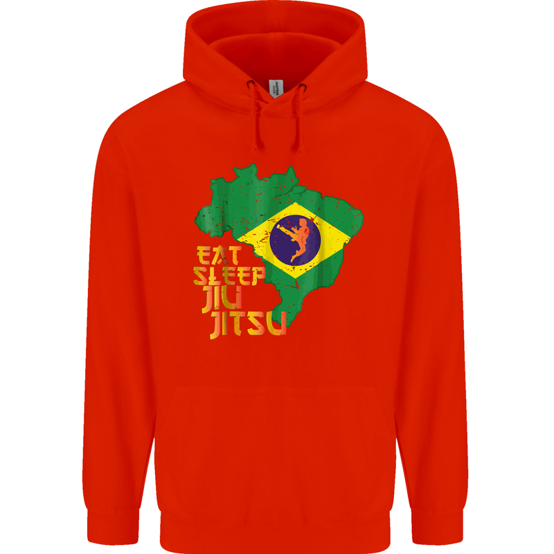 Eat Sleep Brazilian Jiu Jitsu MMA Mens 80% Cotton Hoodie Bright Red