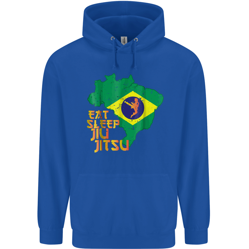 Eat Sleep Brazilian Jiu Jitsu MMA Mens 80% Cotton Hoodie Royal Blue