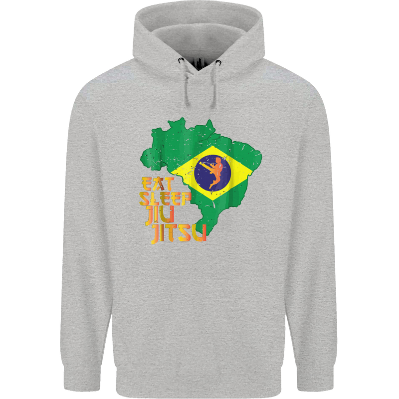 Eat Sleep Brazilian Jiu Jitsu MMA Mens 80% Cotton Hoodie Sports Grey