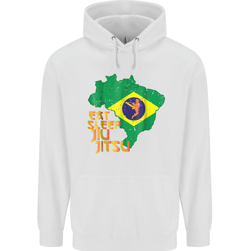 Eat Sleep Brazilian Jiu Jitsu MMA Mens 80% Cotton Hoodie White