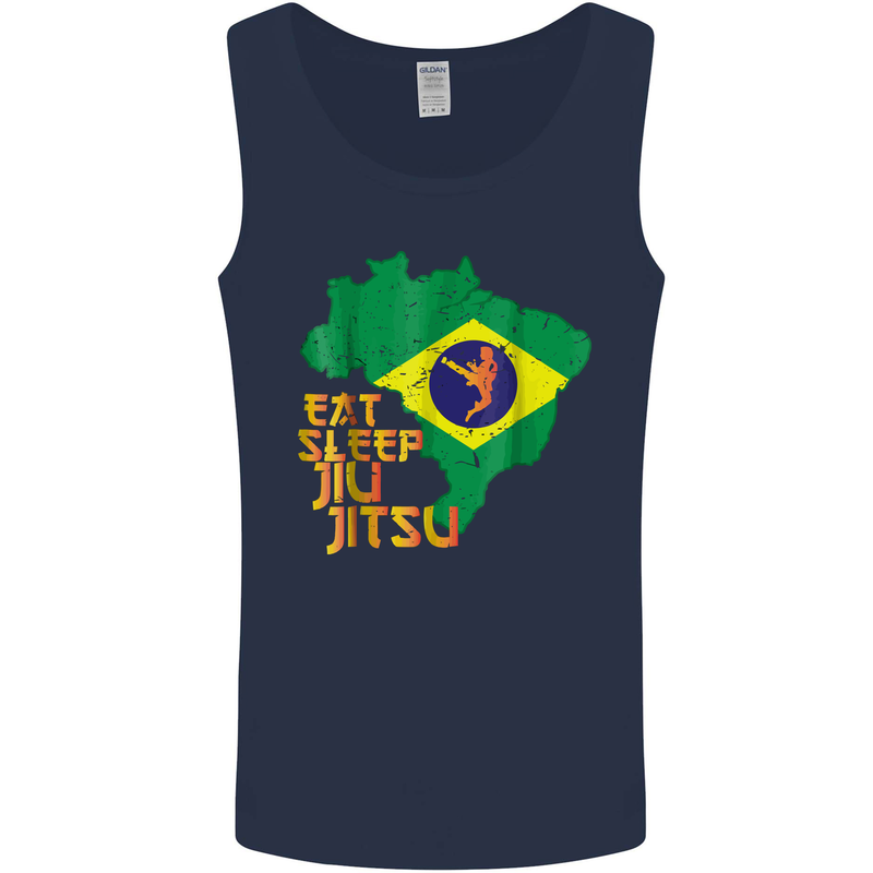 Eat Sleep Brazilian Jiu Jitsu MMA Mens Vest Tank Top Navy Blue