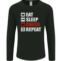 Eat Sleep Chess Repeat Player Mens Long Sleeve T-Shirt Black