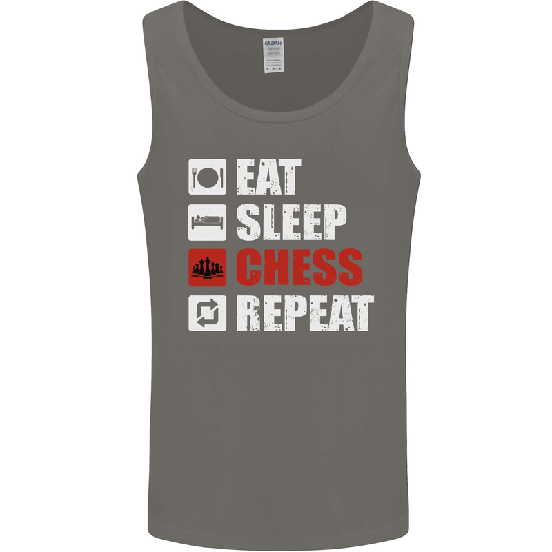 Eat Sleep Chess Repeat Player Mens Vest Tank Top Charcoal