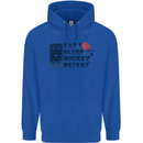 Eat Sleep Hockey Repeat Ice Street Childrens Kids Hoodie Royal Blue