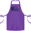 Eat Sleep Hockey Repeat Ice Street Cotton Apron 100% Organic Purple