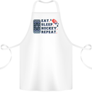 Eat Sleep Hockey Repeat Ice Street Cotton Apron 100% Organic White