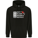 Eat Sleep Hockey Repeat Ice Street Funny Childrens Kids Hoodie Black