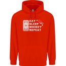 Eat Sleep Hockey Repeat Ice Street Funny Childrens Kids Hoodie Bright Red