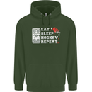 Eat Sleep Hockey Repeat Ice Street Funny Childrens Kids Hoodie Forest Green